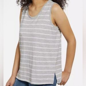 Nautica Gray and White Striped Tank Top